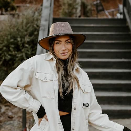 American Hat Makers Breeze Leather & Mesh Sun Hat | Wide Brim, UPF50, Breathable & Adjustable | Perfect for Outdoors