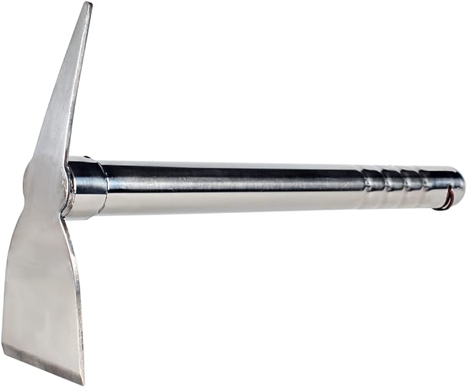 Stainless Steel Garden Hoe Pick 15-inch Length Lightweight Weather Resistant Metal Multipurpose Hand Tool for Gardening Cultivator Weeding Seeding Turning Soil