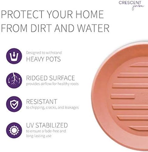 Crescent Garden Universal Round Planter Saucer, Durable Drainage Dish for Plant Pots, Heavy-Duty Plant Dishes Saucer, Indoor & Outdoor Plant Trays - Terracotta-Color (13 inch Inner, 18 inch Outer)
