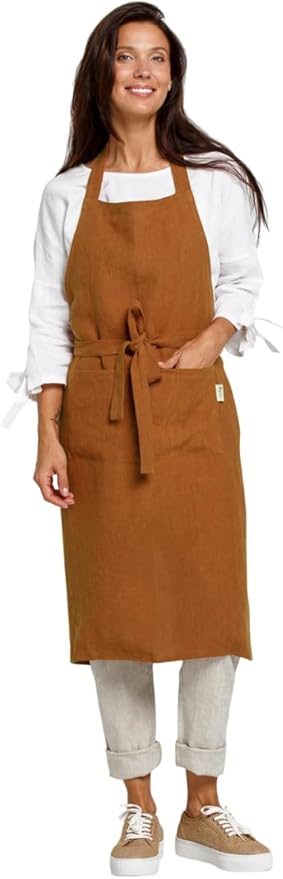 MagicLinen 100% Linen Apron - Cooking, Gardening, Grilling, Painting Apron with Pockets - Perfect for Women and Men