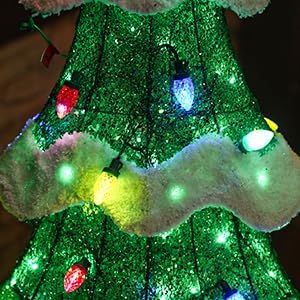 Hykolity 5 ft. Christmas Tree with Star Topper, Metal Frame Outdoor Decor, Multi-Color Bulbs + Green LEDs, Lighted Holiday Displays