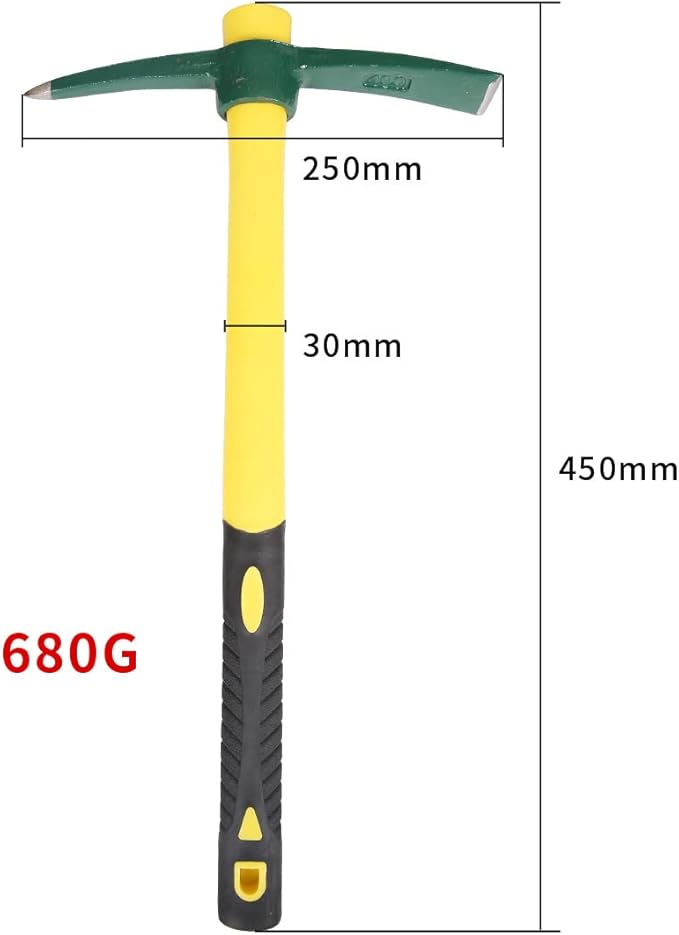 2PCS 18 Inches Steel Forged Pickaxe, Sturdy Durable Mattock Hoe, Weeding Pick Axe with Lightweight Plastic Coated Fiberglass Handle Suitable for Digging, Weeding, Gardening, Camping