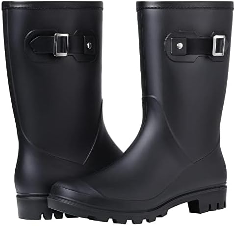 Evshine Women's Mid Calf Rain Boots Waterproof Garden Shoes