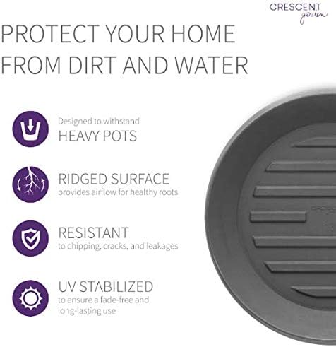 Crescent Garden Universal Round Planter Saucer, Durable Drainage Dish for Plant Pots, Heavy-Duty Plant Dishes Saucer, Indoor & Outdoor Plant Trays - Slate (18.5 inch Inner, 23.5 inch Outer Diameter)