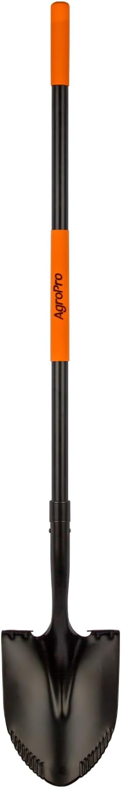 Shovel for Digging, Metal Shovel with Long Fiberglass Handle, Heavy Duty Shovel for Digging, 58 Inches