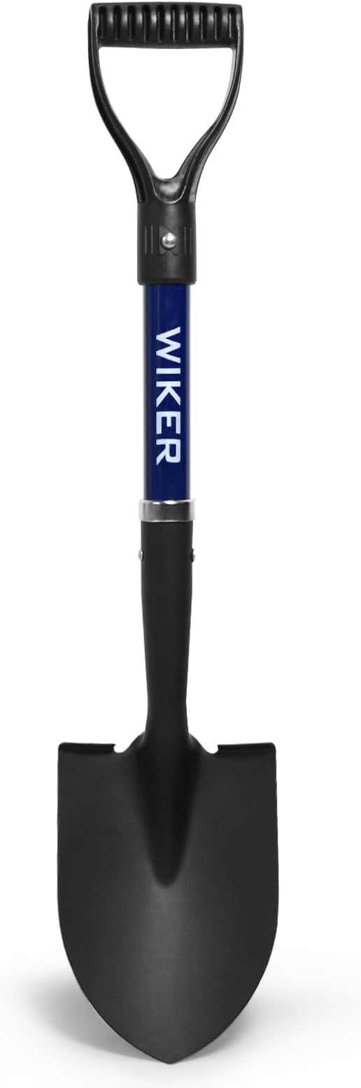 WIKER Kids Shovel,Small Shovels for Digging,Beach Shovels for Kids Heavy Duty,28 Inches,Short Shovel,Metal+Fiberglass,Blue