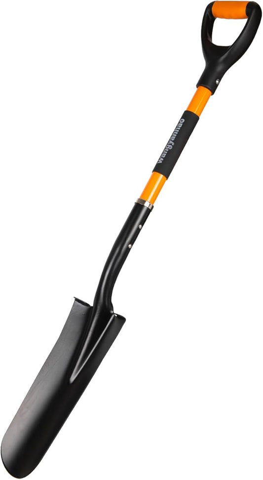 Spade Shovel,Transplanting Spade，Drain Spade,Spade Shovels for Digging,Sharp Shooter Shovel or Spade, D-Grip,Fiberglass Handle Heavy Duty (Drain Spade)