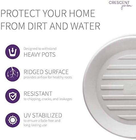 Crescent Garden Universal Round Planter Saucer, Durable Drainage Dish for Plant Pots, Heavy-Duty Plant Dishes Saucer, Indoor & Outdoor Plant Trays - Cloud White (11 inch Inner, 15 inch Outer)