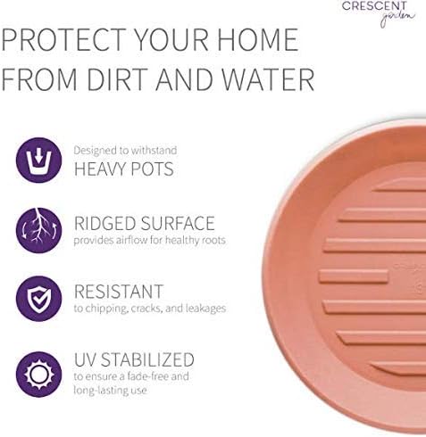 Crescent Garden Universal Round Planter Saucer, Durable Drainage Dish for Plant Pots, Heavy-Duty Plant Dishes Saucer, Indoor & Outdoor Plant Trays - Terracotta-Color (15.5 inch Inner, 20 inch Outer)