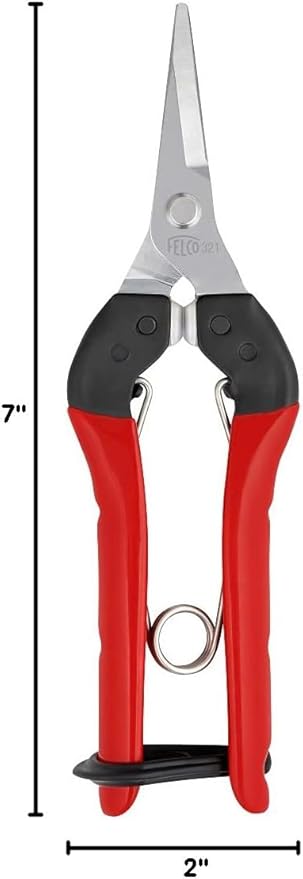Felco F321 Pruning Snips – 7" Swiss-Made Garden Clippers with Curved Blade & Rounded Tip | Pruning Shears for Gardening | Garden Snips and Pruners with Carbon Steel Blade, Sap Groove