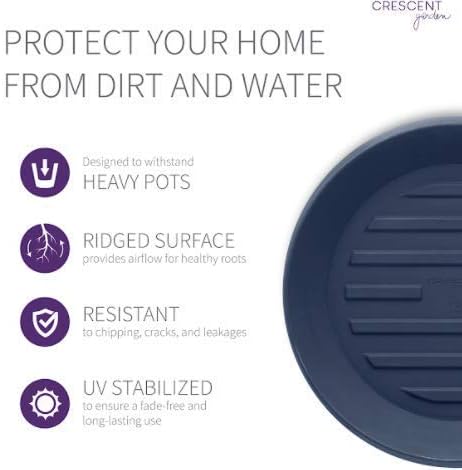 Crescent Garden Universal Round Planter Saucer, Durable Drainage Dish for Plant Pots, Heavy-Duty Plant Dishes Saucer, Indoor & Outdoor Plant Trays - Midnight Blue (8.5 inch Inner, 11 inch Outer)
