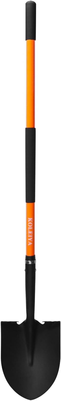 Heavy Duty Digging Shovel 57 Inch Fiberglass Handle with Serrated Steel Blade Ergonomic Grip for Gardening Landscaping Construction