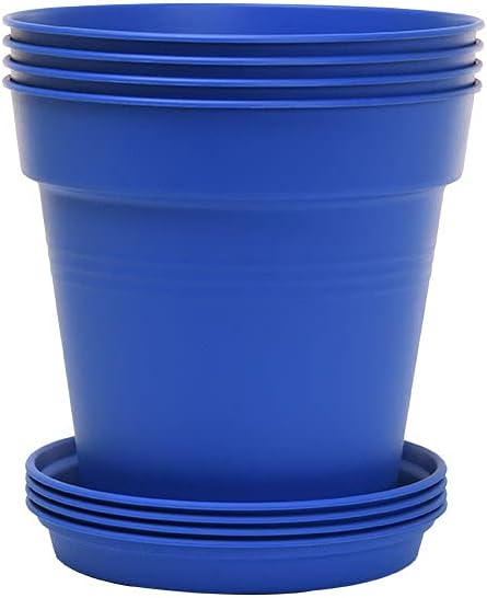 Mintra Home Garden Pots 4pk - Flowers, Herbs, Plants, Indoor, Outdoor, Colorful, Wholesale, Bulk (Blue, 11cm Diameter (4.3in))