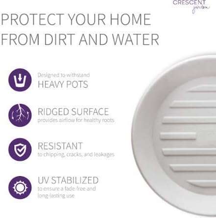 Crescent Garden Universal Round Planter Saucer, Durable Drainage Dish for Plant Pots, Heavy-Duty Plant Dishes Saucer, Indoor & Outdoor Plant Trays - Cloud White (18.5 inch Inner, 23.5 inch Outer)