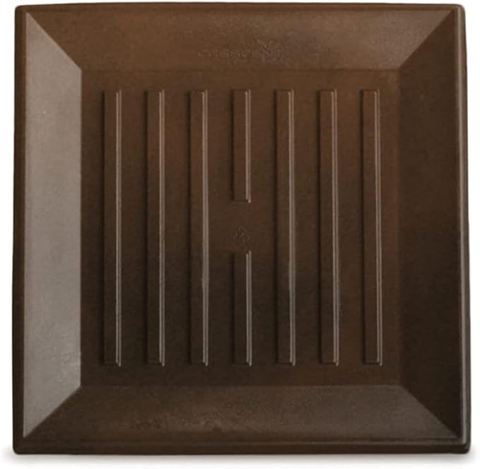 Crescent Garden Universal Square Plant Saucer, Durable Drip Tray for Square Planter, Heavy-Duty Plastic Drainage Dish, Indoor/Outdoor Modern Flowerpot Saucer - 13'' Inner x 16.75" Outer (Rust)