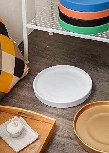 9 inch Matte White Ceramic Plant Saucer Set of 2 with Plant Saucer mat