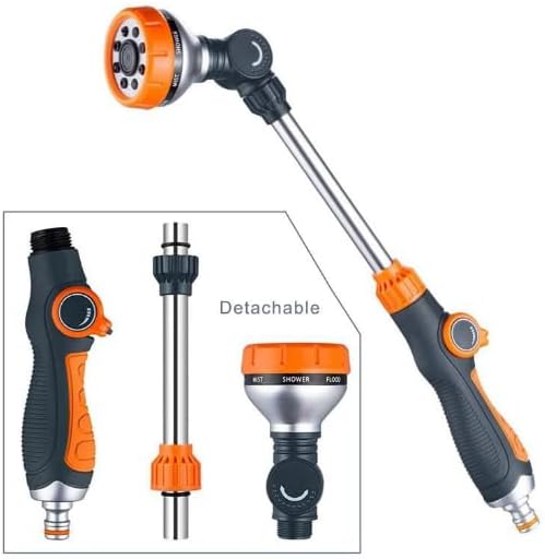 Hicks Ridge - Heavy Duty Watering Wand - 180° Rotating Head - 18-inch Metal Long Hose Nozzle Sprayer - Wand with Thumb Flow Control - Perfect for Hanging Baskets, Shrubs, Seedbed, Garden, and Lawn