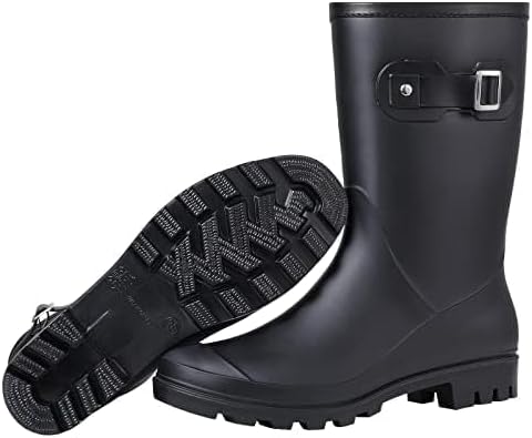 Evshine Women's Mid Calf Rain Boots Waterproof Garden Shoes