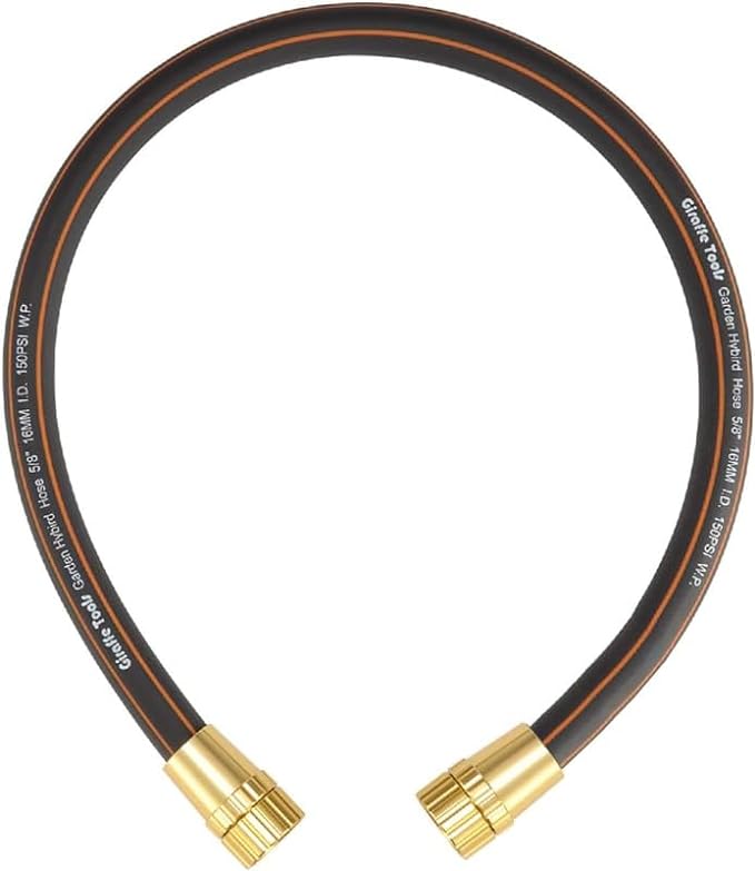 Giraffe Tools Leader Hose 2ft x 5/8", 24INCH Short Water Hose for Hose Reel Connecting 3/4 inch GHT Connector, Lightweight, Flexible with Female Female Fittings