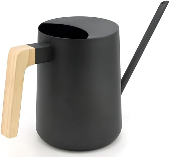 Watering Can for Indoor Plants, 33 oz/1 Liter Metal Stainless Steel Pot with Long Spout for House Plants (Matte Black)