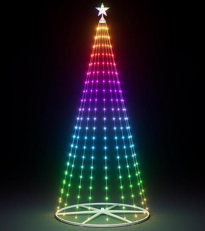 7.5FT LED Smart Christmas Tree - Outdoor & Indoor Lighted Christmas Tree Decorations Christmas Cone Tree App Control Color Changing Light for Yard & Garden