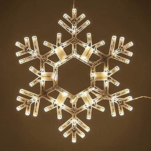 Kringle Traditions 20" Warm White LED Snowflake – Folding Lighted Snowflake Decoration for Outdoor Christmas Displays, Large Holiday Yard Decor, Steady Lights
