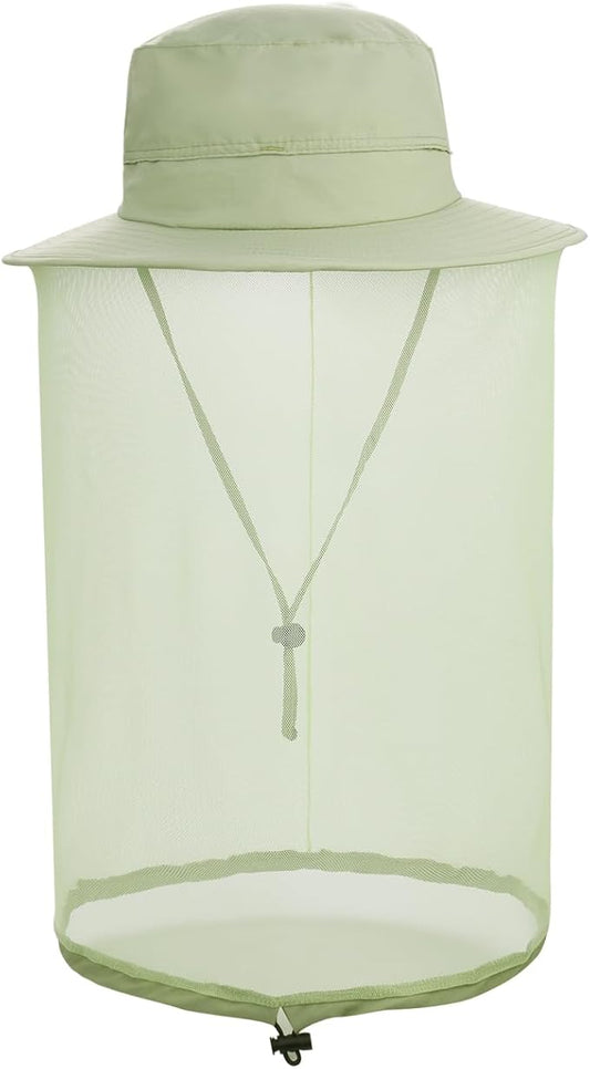 Fishing Hat Sun Protection Hat Mosquito Head Net for Outdoors Bucket Hat with Hidden Net Mesh