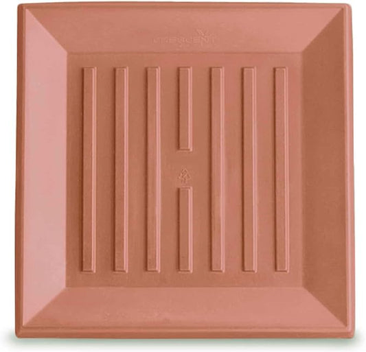Crescent Garden Universal Square Plant Saucer, Durable Plant Tray for Square Planter, Heavy-Duty Plastic Drainage Dish, Premium Indoor/Outdoor Saucer - 11'' Inner x 14.5" Outer (Terracotta-Color)