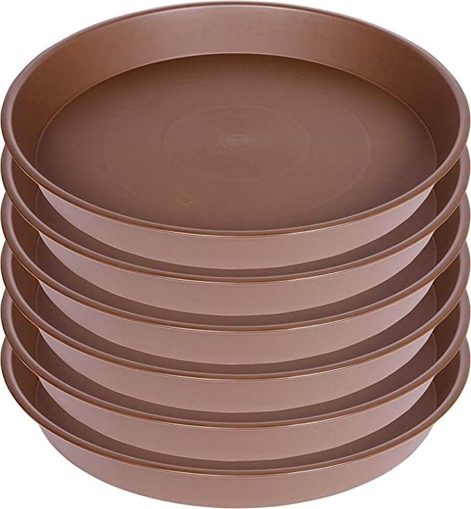 6 Pack Plant Saucer 4 5 inch (4 inch Base), Heavy Sturdy Plant Drainage Tray for Indoors (5 inch, Chocolate)