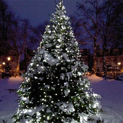 kemooie 500 LED Christmas String Lights, 164FT 8 Lighting Mode with Memory Plug in Green Wire Waterproof Lights, for Outdoor Indoor Birthday Christmas Wedding Party Garden Balcony Decorations (White)