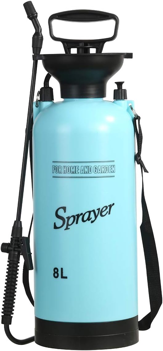 CLICIC Lawn and Garden Portable Sprayer 2 Gallon/8 L- Pump Pressure Sprayer Includes Shoulder Strap Blue.