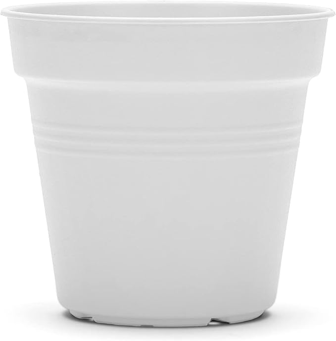 Mintra Home Garden Pots 4pk - Flowers, Herbs, Plants, Indoor, Outdoor, Colorful, Wholesale, Bulk (White, 11cm Diameter (4.3in))