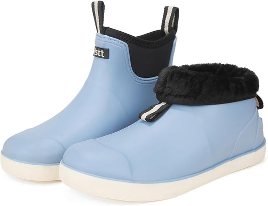 Mens Deck Boots, Saltwater Fishing Booties Rubber Waterproof Ankle Rain Boots, High-performance Footwear Chelsea Boots for Gardening Fishing Boating Camping Sailing