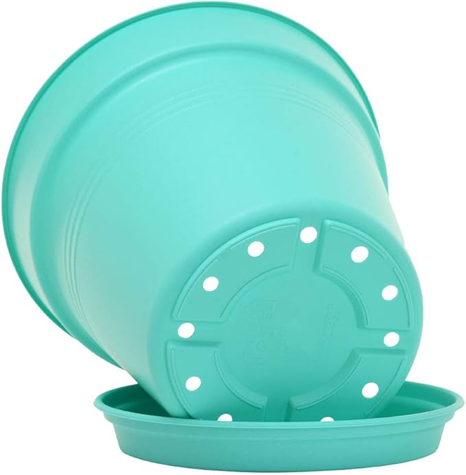 Mintra Home Garden Pots 4pk - Flowers, Herbs, Plants, Indoor, Outdoor, Colorful, Wholesale, Bulk (Teal, 17cm Diameter (6.6in))