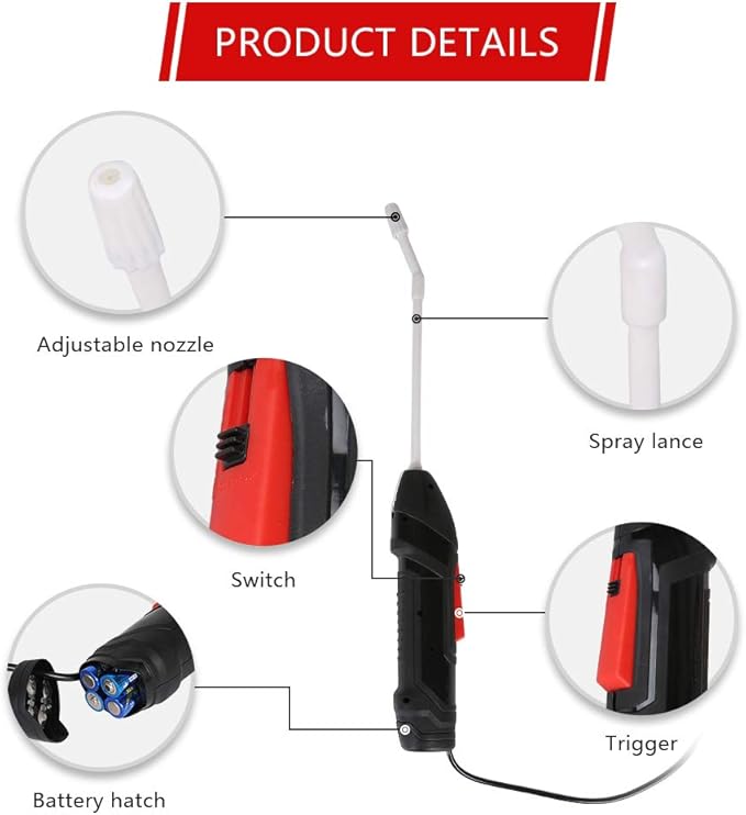Battery Operated Versatile and Multi-Purpose Foldable Power Sprayer with Holster Easily attaching to Most Available Gallon Jugs Having 38-SP400 Neck for Gardening,Cleaning and Disinfecting