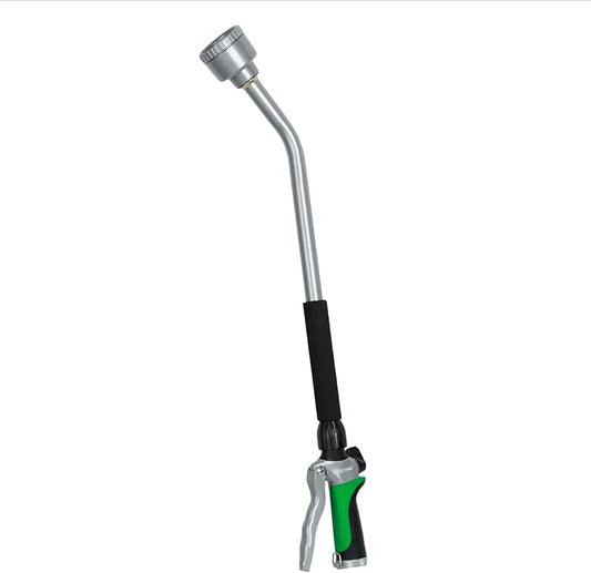RESTMO Long Watering Wand, 24 Inches Gentle Soft Full Shower Sprayer Wand with Flow Control, Heavy Duty Metal Hose Wand for Hanging Baskets, Shrubs, Plants, Flowers, Garden and Lawn