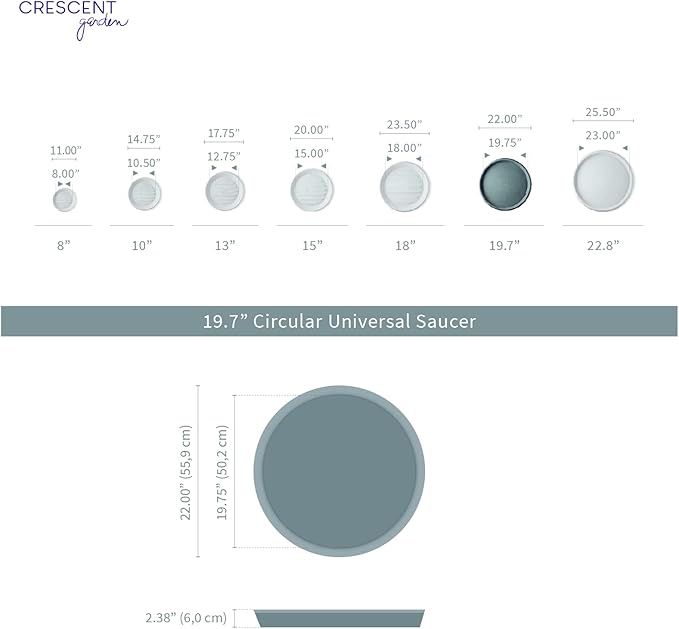Crescent Garden Universal Round Planter Saucer, Drainage Dish for Pots, Large Plant Saucer, Outdoor Plant Trays - Terracotta-Color (19.75" Inner, 22" Outer Diameter)