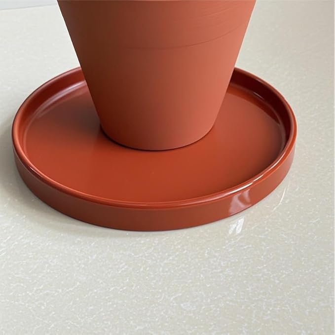 Ceramic Plant Saucer Pot Tray 8.5 Inch, Planter Saucers 6 7 8 9 10 11 12 15 Inch, Durable Sturdy Flower Drainage drip Water Tray for Glazed Pots Base (8.5 Inch- Red Terracotta)