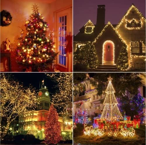 KAQ 2PK 100LED Warm White C9 Christmas Lights Waterproof Indoor Outdoor, 98FT Extendable C9 String Lights Plug in with 13 Lighting Modes, Christmas Decorations for Party Patio, Outside Yard Decor