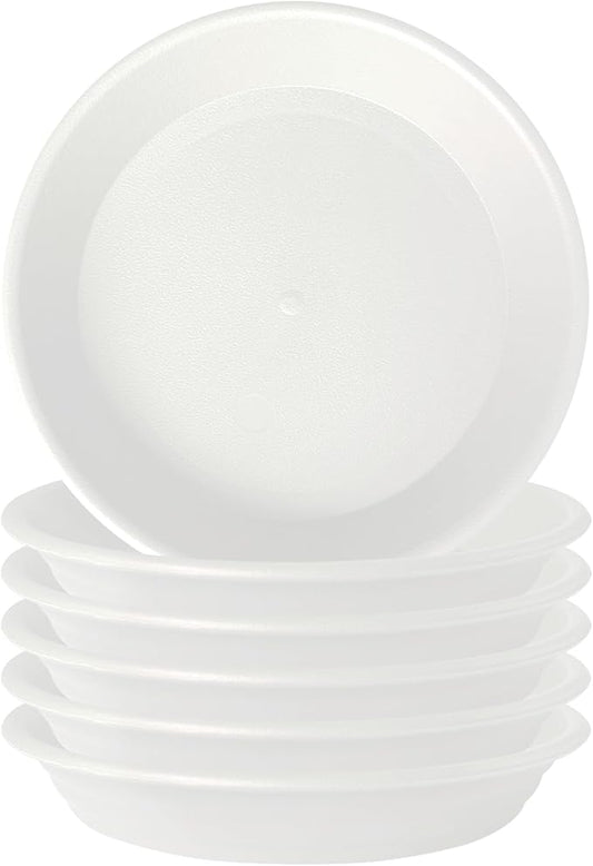 5.8" (4.5" at Base) White Plastic Plant Saucer, 6 Pack Single Size, Strong Plant Water Catcher Tray for Potted Plant Planter Plate Dish Pan Flower Pot Drip Tray for Indoors Outdoor