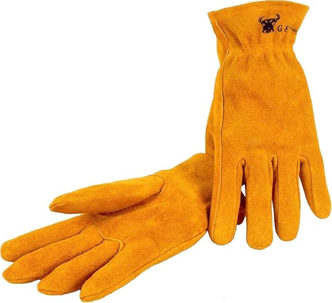 G & F Products JustForKids Kids Work and Gardening Gloves with Rubberized Safety Cuff, Children and Youth age 6 Years Old, Premium Leather and Cotton, 3 Pairs