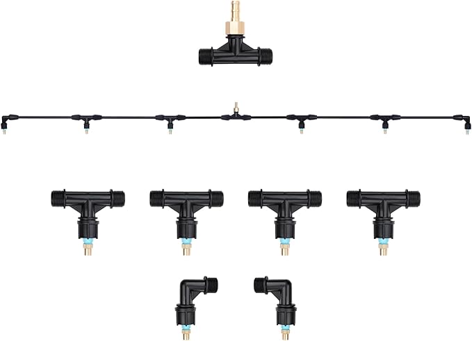 6-Nozzle Poly Boom Wand with 3/8" Brass Fitting, 7.5 Ft. ATV sprayer Boom, Wide-Coverage Agricultural & Lawn Spray Attachment for Tractors/UTVs (Fiberglass Wand)