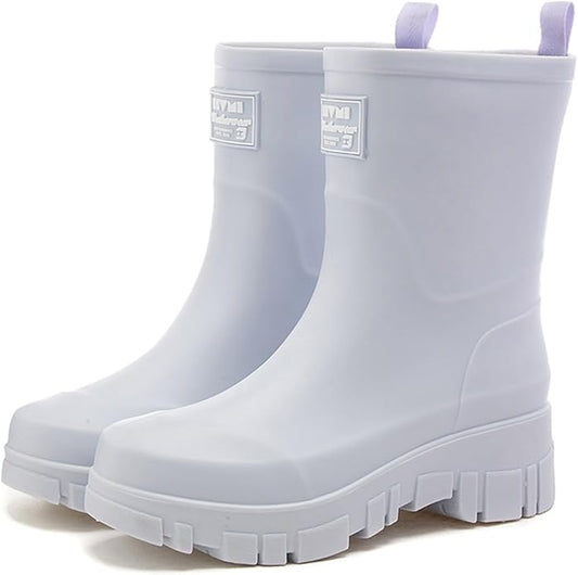 Nutropa Waterproof Mid Calf Women Rain Boots Lightweight Comfortable Wide Calf Garden Shoes