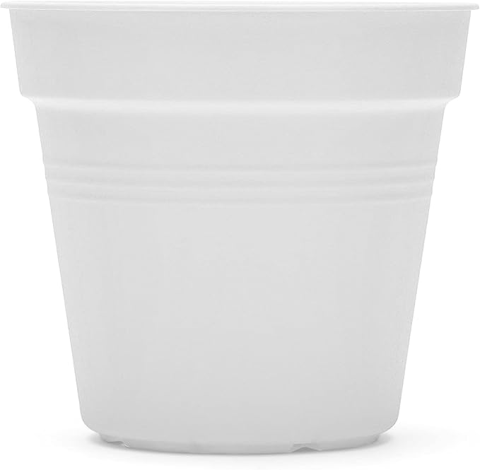 Mintra Home Garden Pots 4pk - Flowers, Herbs, Plants, Indoor, Outdoor, Colorful, Wholesale, Bulk (White, 17cm Diameter (6.6in))