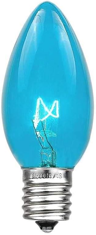 Novelty Lights C9 Teal Christmas String Light Set - Outdoor Christmas Light String - Hanging Christmas Lights - Roofline Light String - Outdoor Patio String Lights - Green Wire - 25 Foot