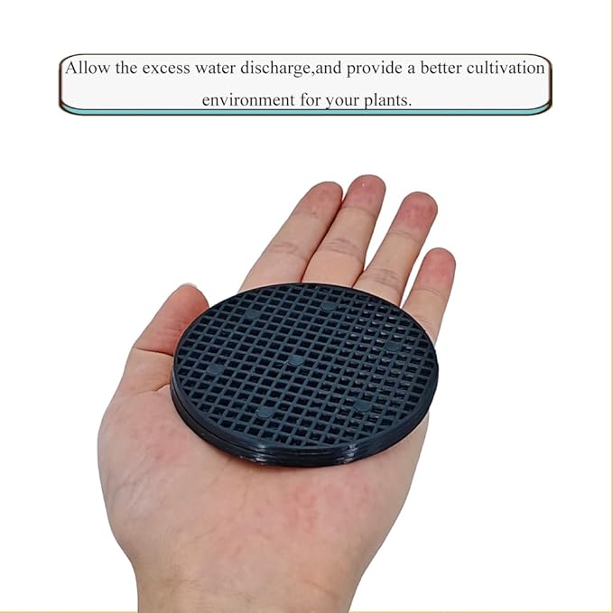 HAHIYO 10PCs 3.4Inch/8.5cm Black Round PP Plastic Flower Pot Hole Mesh Pad Bottom Grid Mat Bonsai Drainage mesh Hole Screens Gasket Prevent Soil Loss Breathable Gasket Drainage Netting for Bonsai