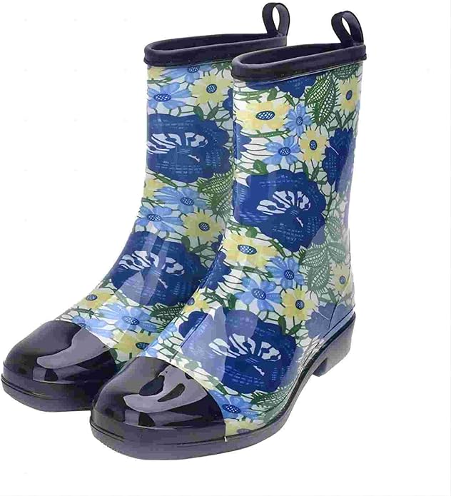 Women Half Calf Rubber Rainboots Leopard gerbera Red Floral Printed Waterproof Rubber Garden rain footwear