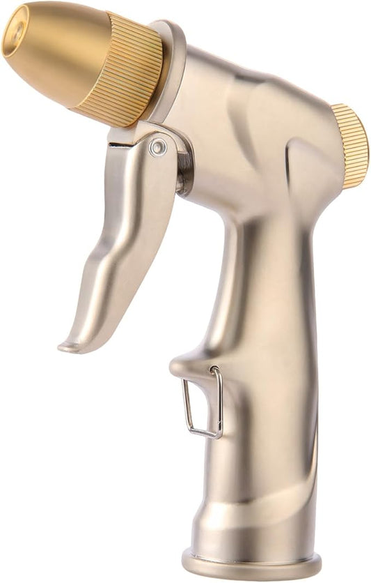 garden nozzle, high-pressure and heavy-duty metal nozzle, with 5 adjustable spray modes, high-pressure handheld sprayer, suitable for watering plants, cleaning houses, cars, and pets(1pcs)