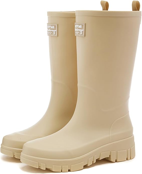Nutropa Waterproof Mid Calf Women Rain Boots Lightweight Comfortable Wide Calf Garden Shoes