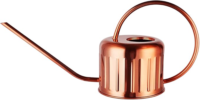 34oz/1L Stainless Steel Watering Can - Indoor/Outdoor Plant Watering Can with Long Spout, Rust-Proof for Succulents, Houseplants, Garden - Modern Minimalist Design (Copper Color)